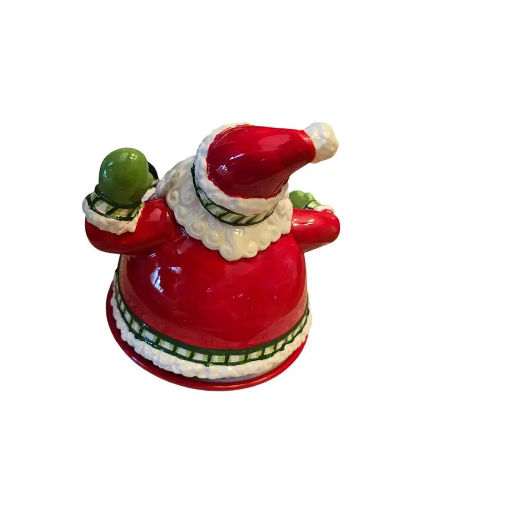 Fitz and Floyd Stocking Stuffers Christmas Santa Cheese Dome With Spreader